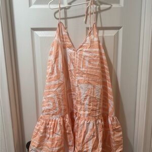 Chicwish Geometric Print Dress in Peach and White from Anthropology